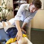 Treating child's upper cervical spine Gentle adjustment, safe for all ages.