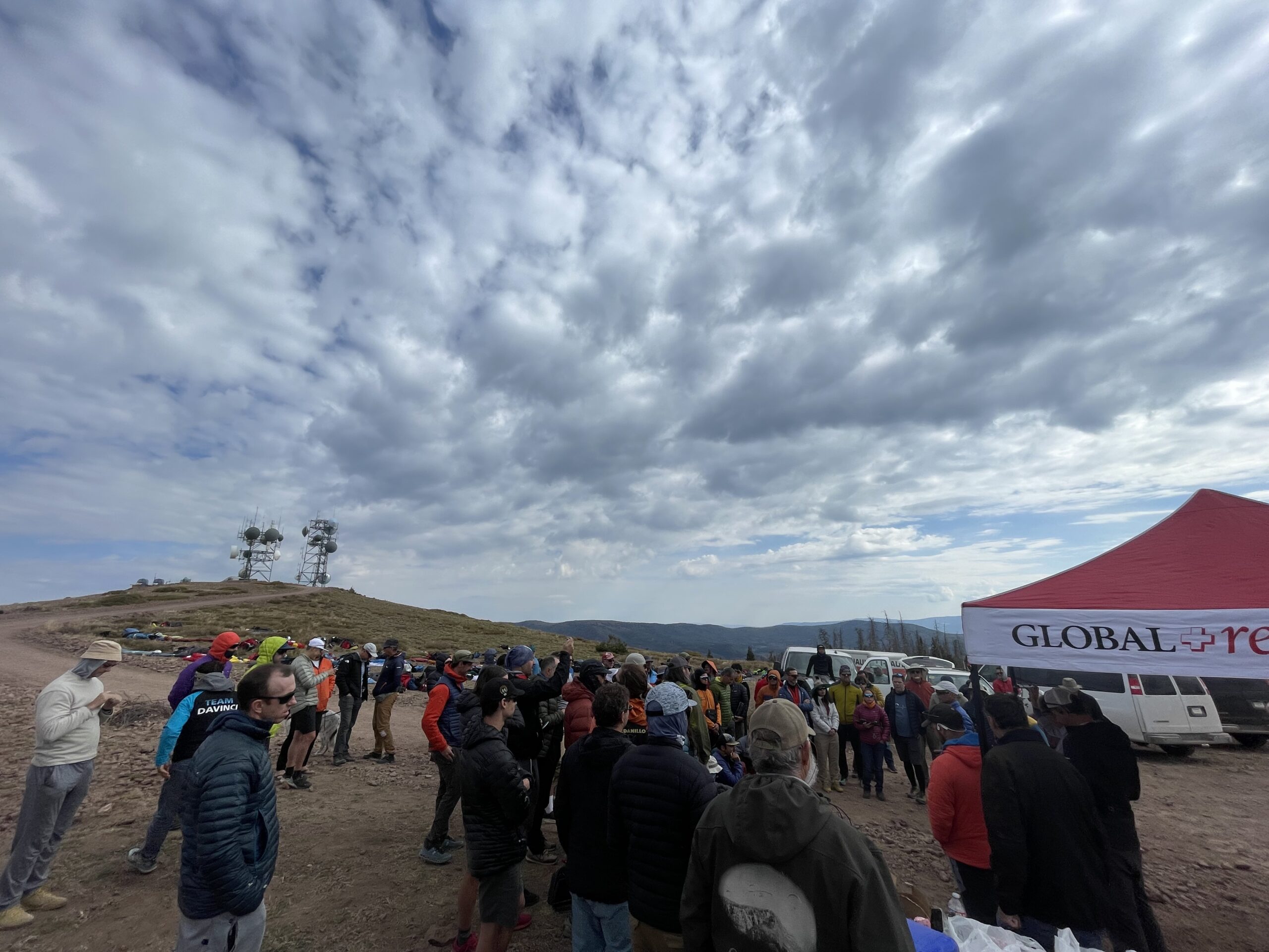 Pilots gathered at a hike-and-fly race with the Global Rescue medical tent